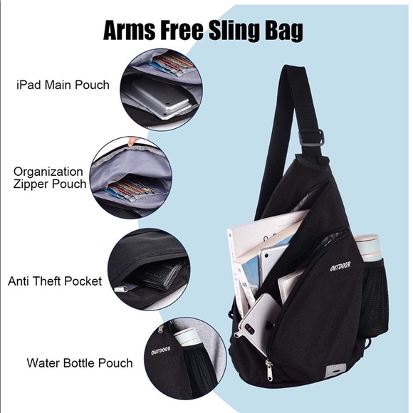 NWOT Black Sling Backpack For Women or Men - Picture 7 of 8